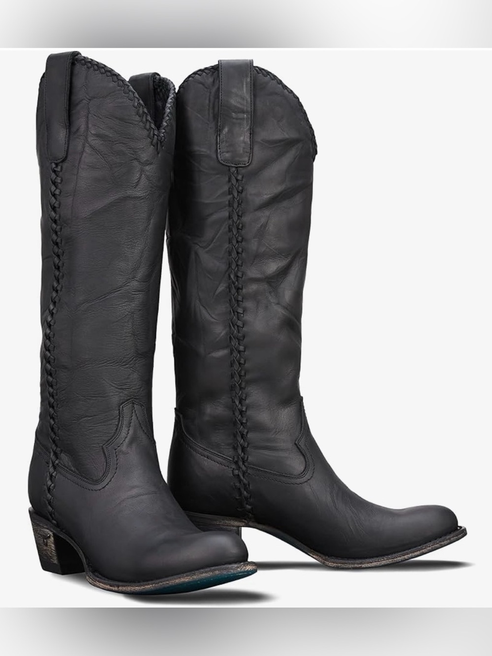 LANE Plain Jane Round Toe Western Cowgirl Boots BLACK (10)